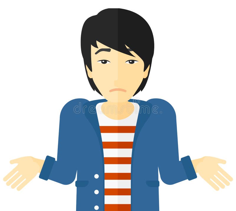 Homem confuso a encolher os ombros ilustração royalty free