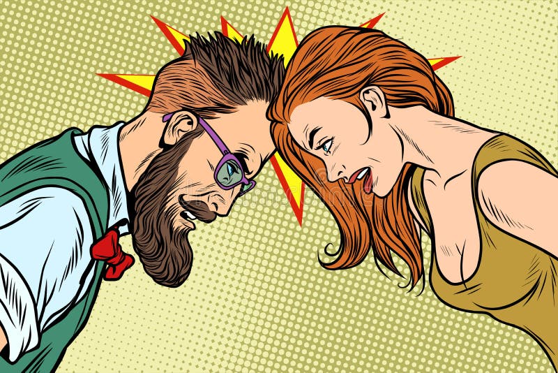 Man vs woman, confrontation and competition. Gender inequality and the fight against stereotypes. Pop art retro vector illustration. Man vs woman, confrontation and competition. Gender inequality and the fight against stereotypes. Pop art retro vector illustration