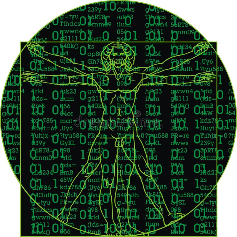 Leonardo da Vinci man as a matrix background. Leonardo da Vinci man as a matrix background
