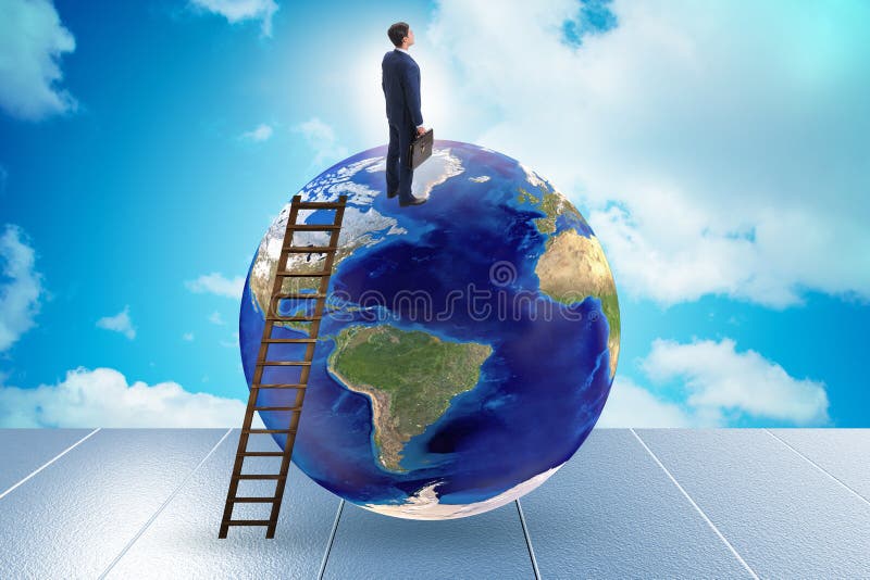 Homem de neg?cios sobre o mundo fotografia de stock royalty free Homem de neg?cios sobre o mundo fotografia de stock royalty free