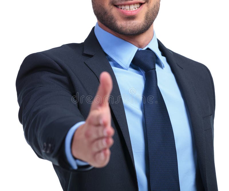 Homem de negócio de sorriso pronto para selar o negócio imagem de stock Homem de negócio de sorriso pronto para selar o negócio imagem de stock