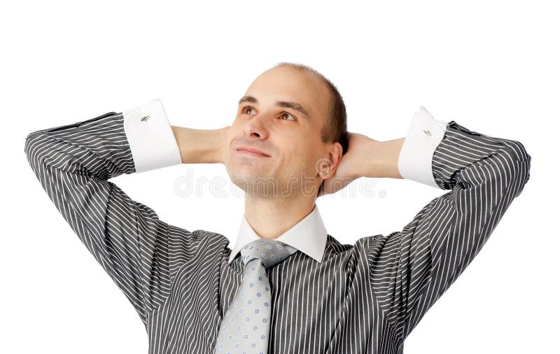 Homem de negócio satisfeito novo imagem de stock Homem de negócio satisfeito novo imagem de stock