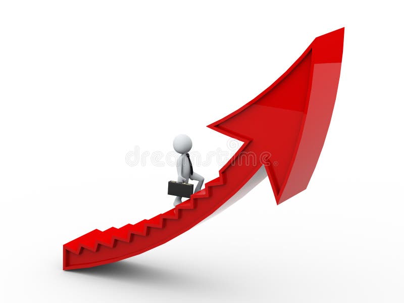 Homem de negócios 3D numa escada ilustração stock