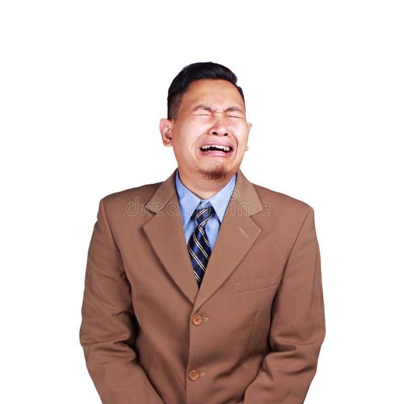 Homem de negócios asiático engraçado Crying Hard imagem de stock royalty free Homem de negócios asiático engraçado Crying Hard imagem de stock royalty free