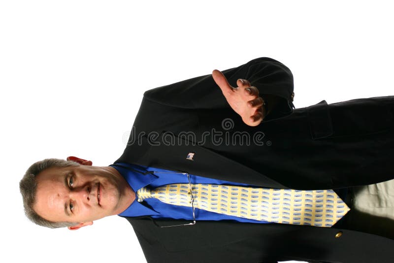 Homem de negócios com gesto de acolhimento imagem de stock royalty free Homem de negócios com gesto de acolhimento imagem de stock royalty free