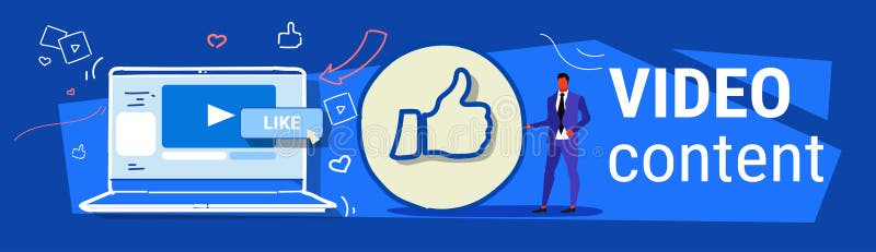 Homem de negócios com os polegares acima do símbolo como do feedback social bem sucedido do mercado dos meios do ícone o portátil ilustração royalty free Homem de negócios com os polegares acima do símbolo como do feedback social bem sucedido do mercado dos meios do ícone o portátil ilustração royalty free