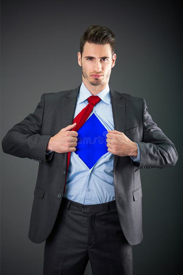 Homem de negócios como o super-herói foto de stock royalty free Homem de negócios como o super-herói foto de stock royalty free
