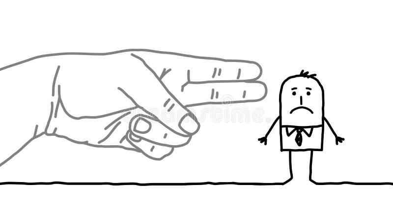 Homem de negócios dos desenhos animados - sinal da arma ilustração royalty free Homem de negócios dos desenhos animados - sinal da arma ilustração royalty free
