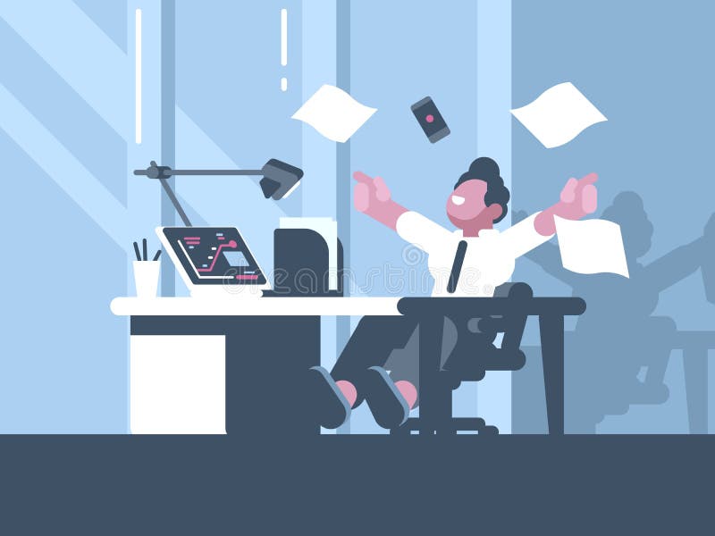 Homem de negócios feliz sobre o negócio de negócio bem sucedido ilustração stock Homem de negócios feliz sobre o negócio de negócio bem sucedido ilustração stock