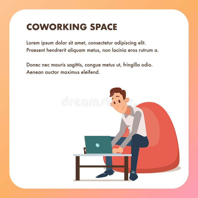 Homem de neg?cios Guy Work pelo port?til Bean Bag Chair ilustração do vetor Homem de neg?cios Guy Work pelo port?til Bean Bag Chair ilustração do vetor