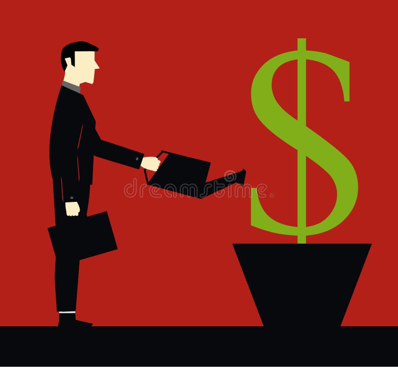 Homem de negócios Investation Watering ilustração do vetor Homem de negócios Investation Watering ilustração do vetor