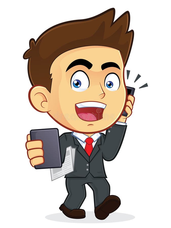Clipart Picture of a Busy Male Businessman Cartoon Character. Clipart Picture of a Busy Male Businessman Cartoon Character