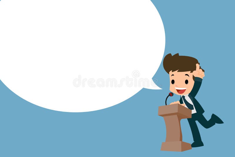 Homem de negócios que dá seu discurso no pódio ilustração royalty free Homem de negócios que dá seu discurso no pódio ilustração royalty free