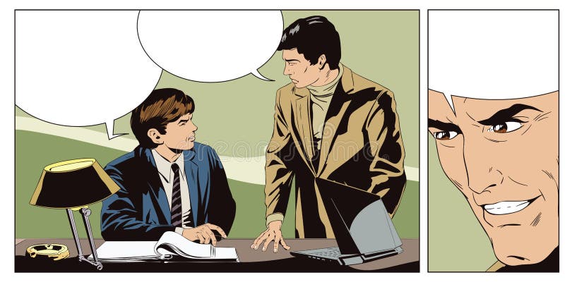 Homem de negócios que fala algo um colega ilustração royalty free Homem de negócios que fala algo um colega ilustração royalty free