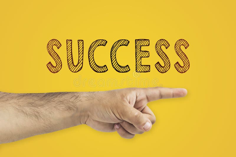 Homem de negócios que mostra a maneira ao sucesso Sentido ao sucesso imagens de stock Homem de negócios que mostra a maneira ao sucesso Sentido ao sucesso imagens de stock