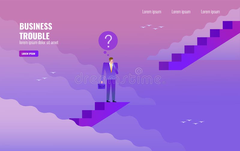 Homem de negócios que pensa na diferença da escada Conceito do problema do negócio ilustração stock Homem de negócios que pensa na diferença da escada Conceito do problema do negócio ilustração stock