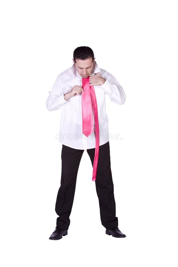 Homem de negócios que veste-se acima imagem de stock royalty free Homem de negócios que veste-se acima imagem de stock royalty free