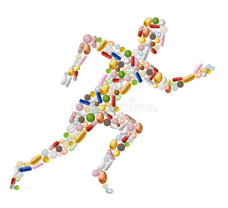 Illustration of abstract runnung man, made of pills, EPS 10 contains transparency. Illustration of abstract runnung man, made of pills, EPS 10 contains transparency.