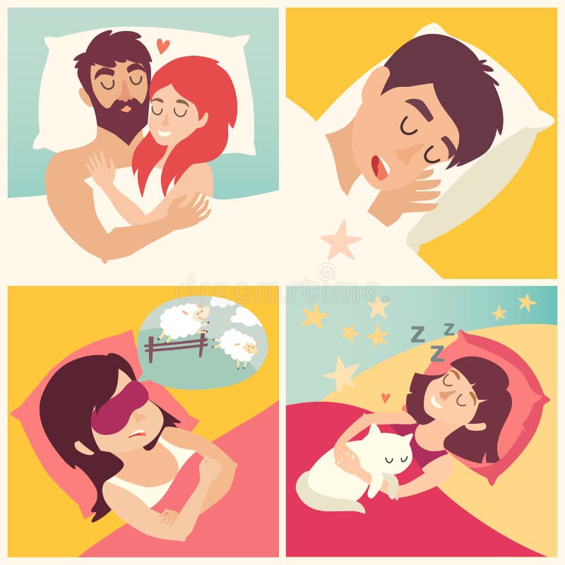 Homem de sono Menino dos desenhos animados na cama Homens do personagem de banda desenhada no descanso Sonhos doces ilustração do vetor Homem de sono Menino dos desenhos animados na cama Homens do personagem de banda desenhada no descanso Sonhos doces ilustração do vetor