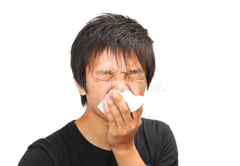 Homem do Sneeze fotos de stock royalty free Homem do Sneeze fotos de stock royalty free