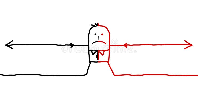Homem & dois sentidos opostos ilustração stock Homem & dois sentidos opostos ilustração stock