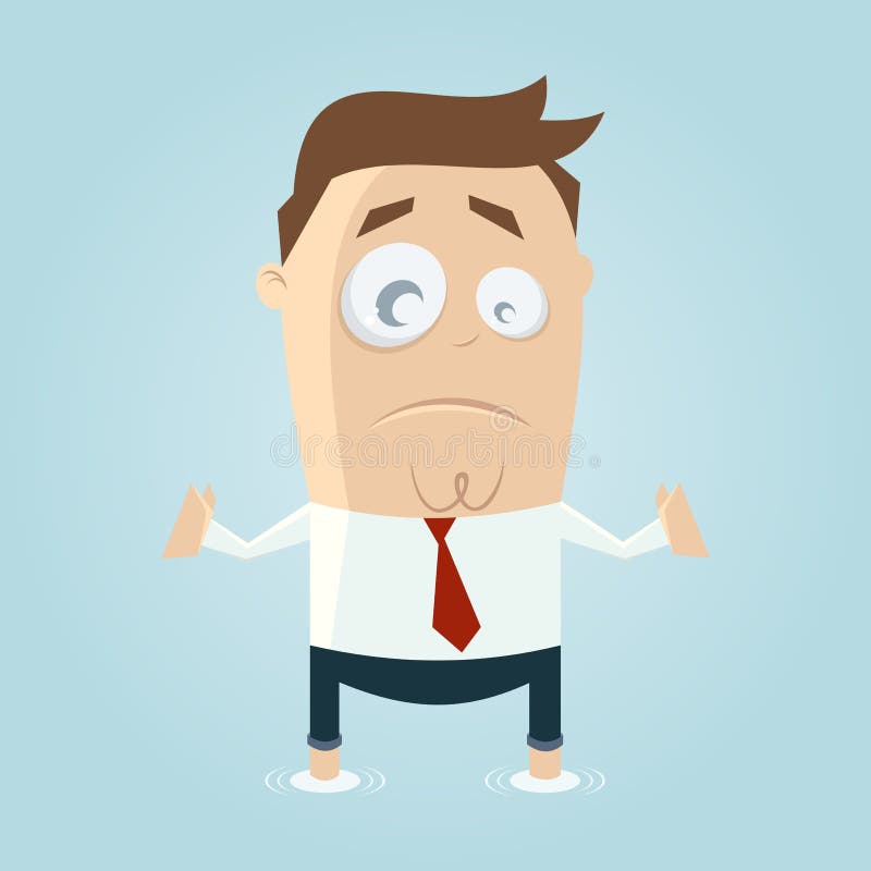Homem dos desenhos animados na inundação ilustração stock Homem dos desenhos animados na inundação ilustração stock