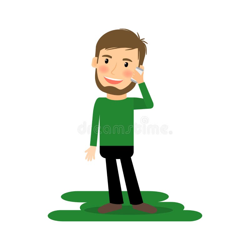 Homem dos desenhos animados que fala no telefone ilustração do vetor Homem dos desenhos animados que fala no telefone ilustração do vetor
