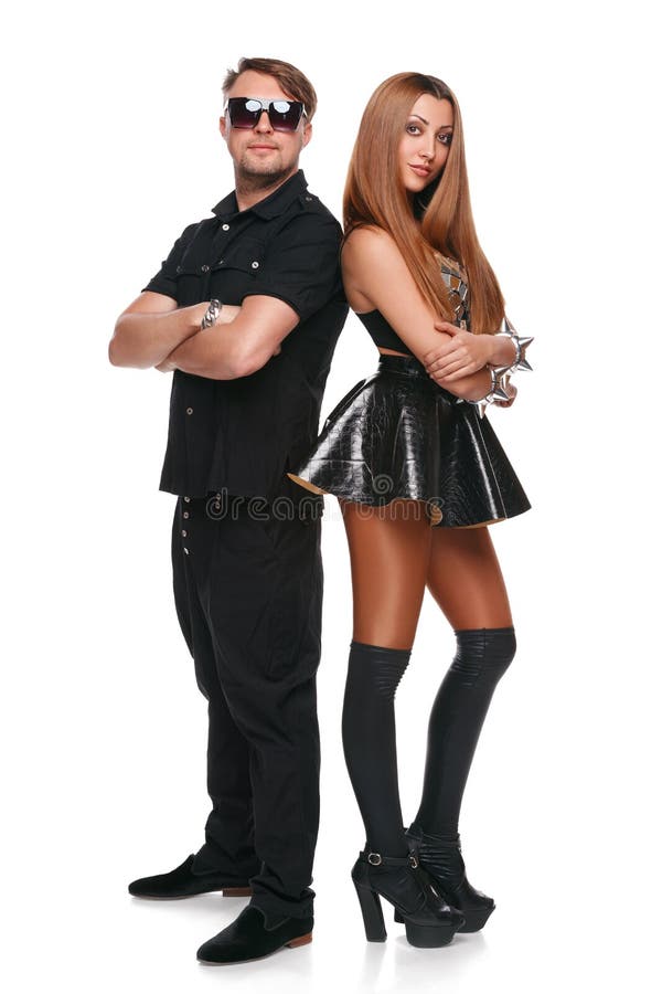 Homem e mulher bonitos, modelos da forma Pares atractive novos, isolados no fundo branco imagens de stock royalty free Homem e mulher bonitos, modelos da forma Pares atractive novos, isolados no fundo branco imagens de stock royalty free