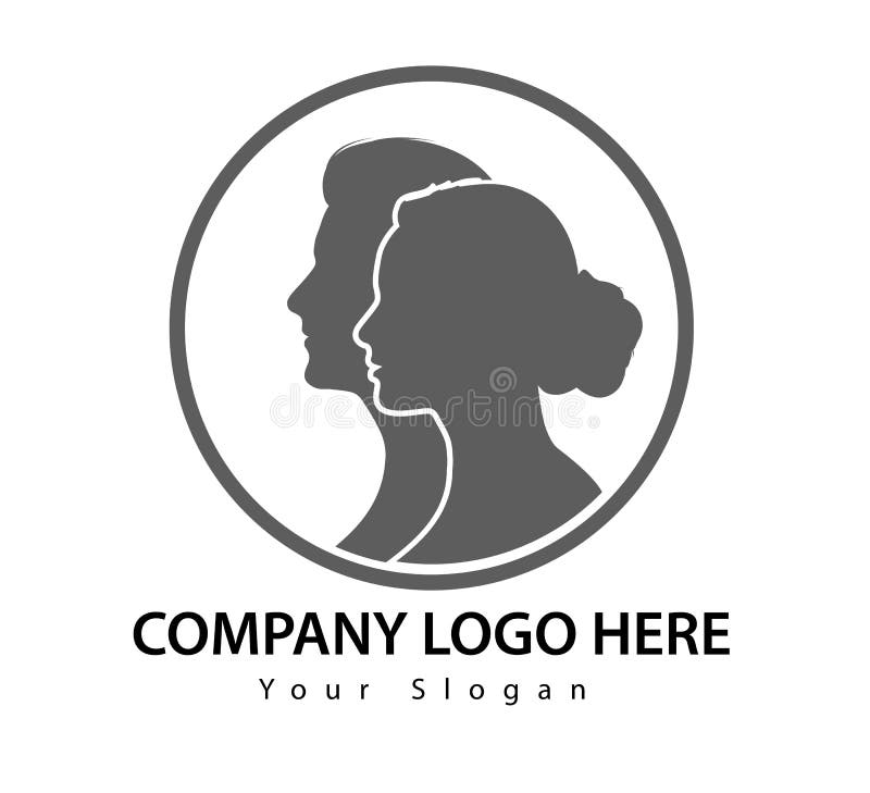 Homem e mulher do círculo do logotipo no vetor cara a cara ilustração stock Homem e mulher do círculo do logotipo no vetor cara a cara ilustração stock