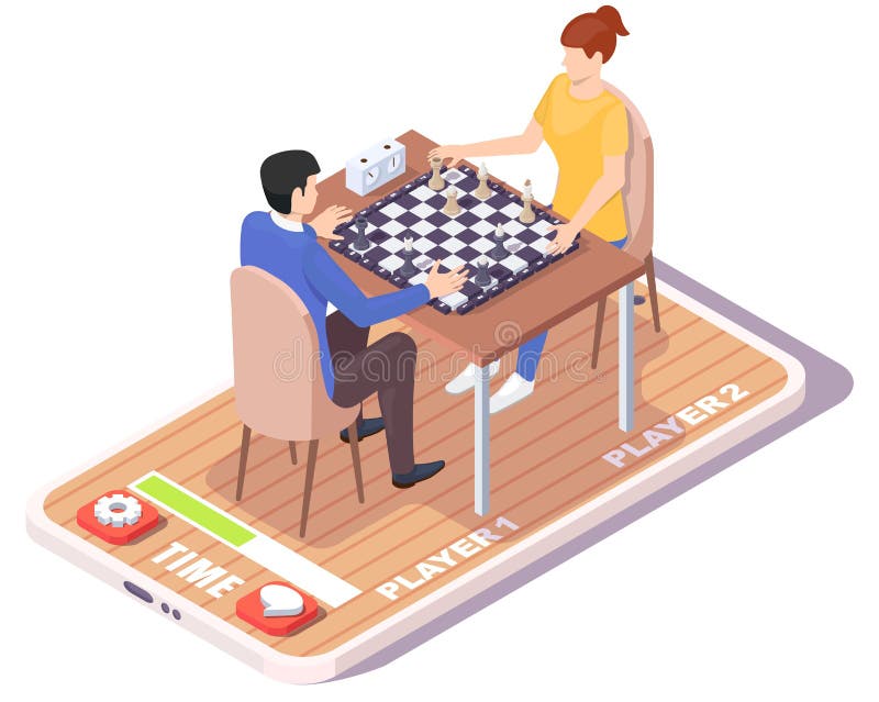 vetor isométrico de ícone de xadrez de jogo de robô. jogo online