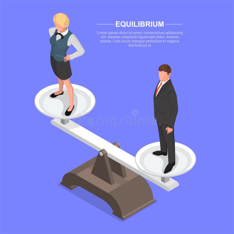 Homem e mulher nas escalas ilustração stock Homem e mulher nas escalas ilustração stock