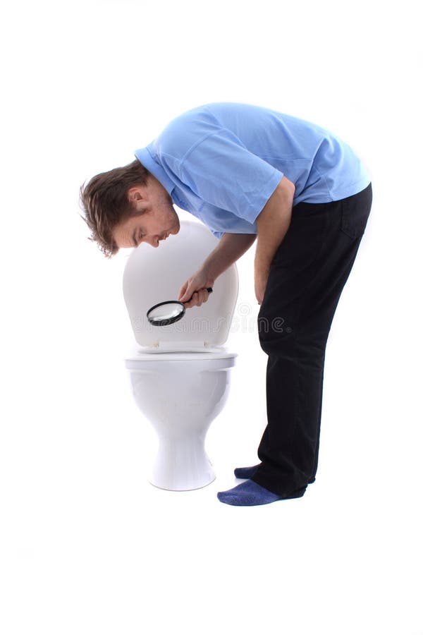 Man at toilet isolated on the white background. Man at toilet isolated on the white background