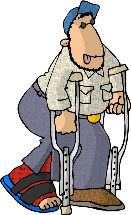 Homem em muletas ilustração royalty free Homem em muletas ilustração royalty free