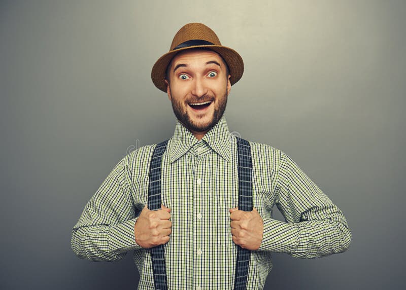 Homem entusiasmado do moderno fotografia de stock Homem entusiasmado do moderno fotografia de stock