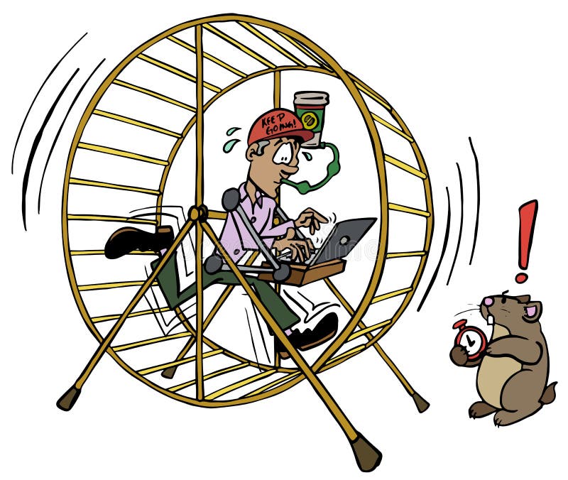 An executive man working inside a hamster wheel as a metaphor or a repetitive and purposeless job. An executive man working inside a hamster wheel as a metaphor or a repetitive and purposeless job.