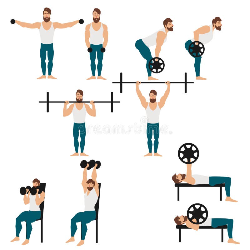 Homem farpado que faz a ilustração do vetor do exercício ilustração stock Homem farpado que faz a ilustração do vetor do exercício ilustração stock