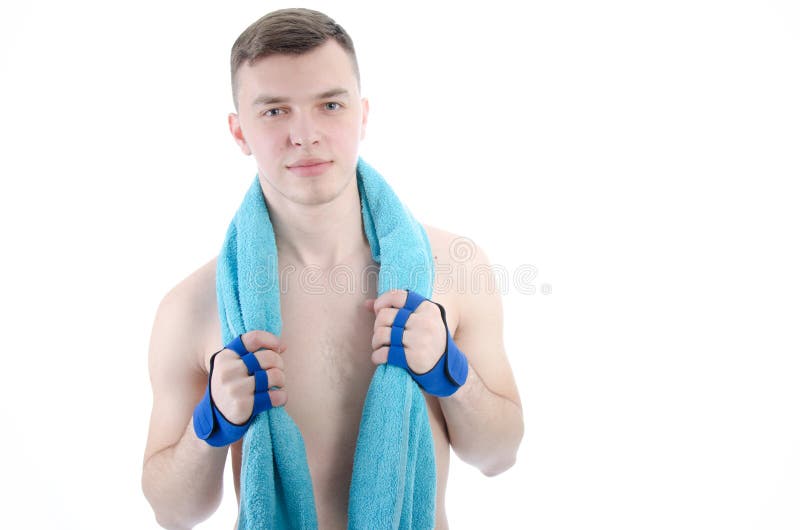 Homem novo após a formação fotos de stock royalty free Homem novo após a formação fotos de stock royalty free