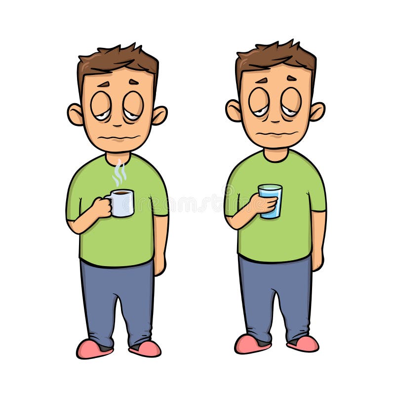 Homem novo doente com um copo, personagem de banda desenhada Grupo de duas figuras Ícone liso do projeto Ilustração lisa do vetor ilustração royalty free Homem novo doente com um copo, personagem de banda desenhada Grupo de duas figuras Ícone liso do projeto Ilustração lisa do vetor ilustração royalty free