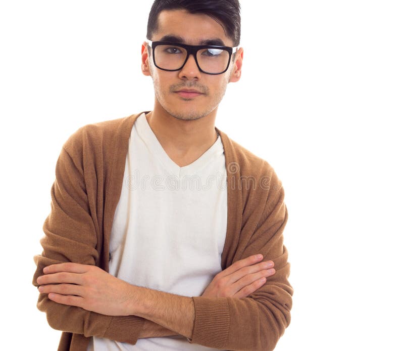 Homem novo nos vidros fotografia de stock Homem novo nos vidros fotografia de stock