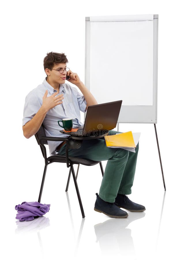 Homem ocupado foto de stock royalty free Homem ocupado foto de stock royalty free