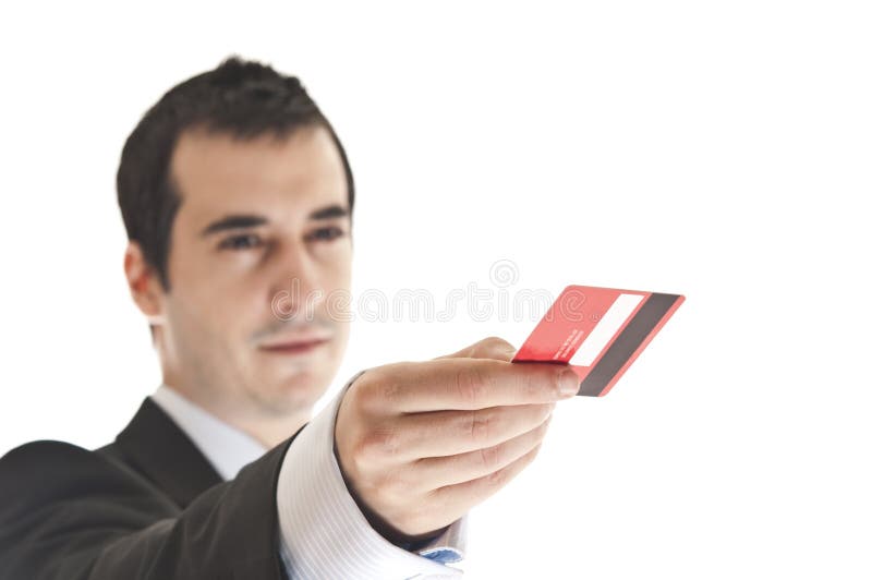 Homem que dá o cartão de crédito fotos de stock Homem que dá o cartão de crédito fotos de stock