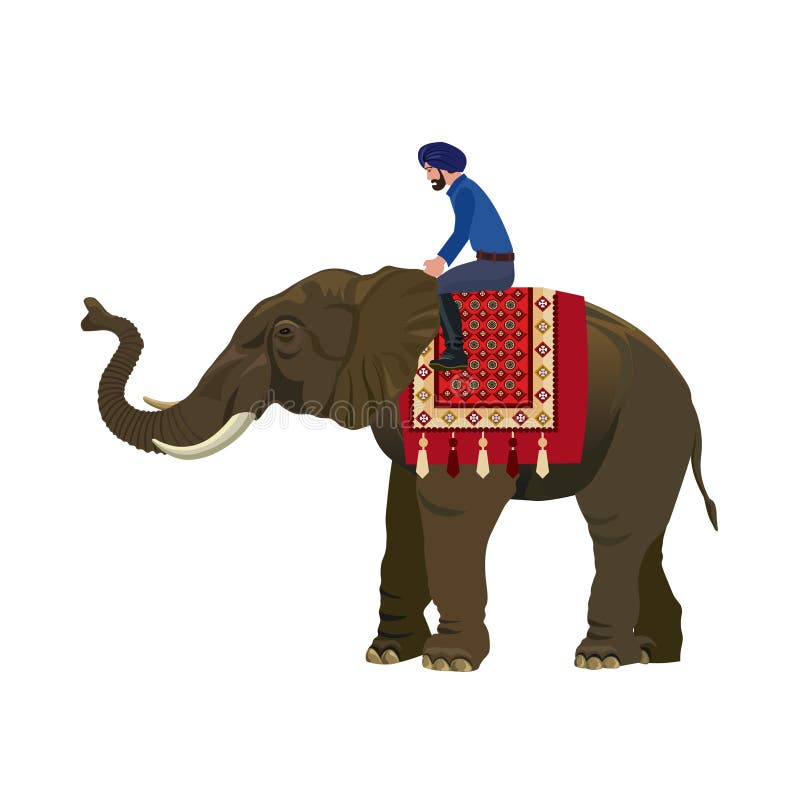 Homem que monta um elefante ilustração do vetor Homem que monta um elefante ilustração do vetor