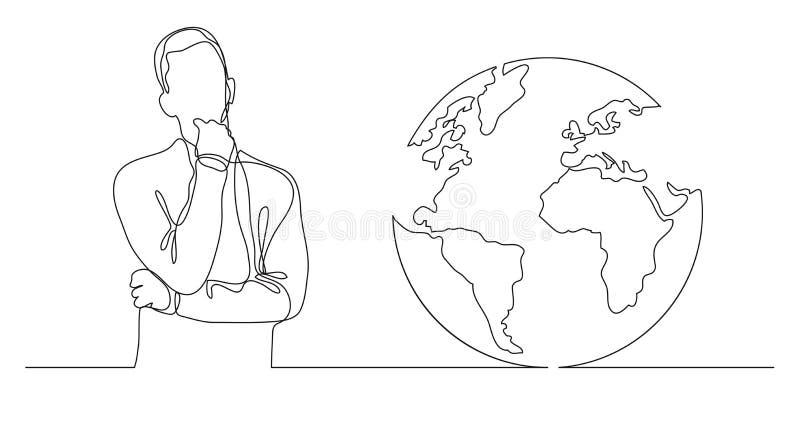 Continuous line drawing of isolated on white background person business metaphor portrait - file. Continuous line drawing of isolated on white background person business metaphor portrait - file