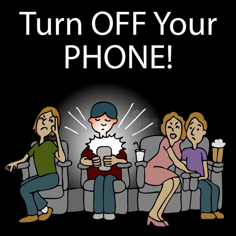 Homem rude Texting em um cinema ilustração royalty free Homem rude Texting em um cinema ilustração royalty free