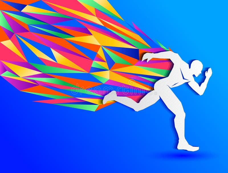 Running man, abstract sport silhouette, athletics concept with colorful runner - eps available. Running man, abstract sport silhouette, athletics concept with colorful runner - eps available