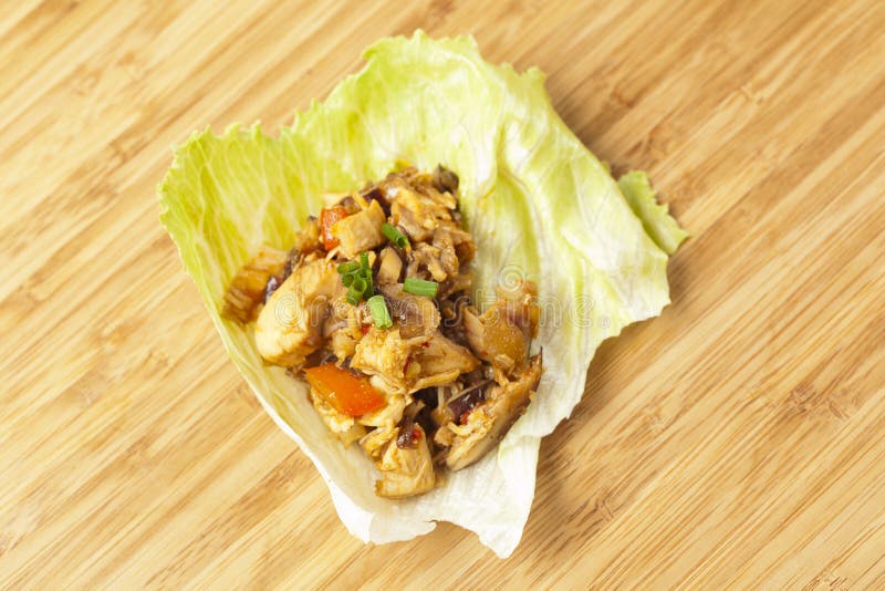 Homemade Asian Chicken Lettuce Wraps Stock Photo Image of greens