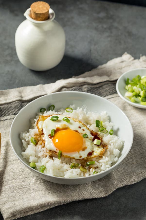 Homemade Asian Fried Egg and Rice Breakfast Stock Photo - Image of