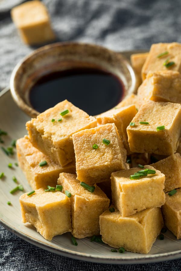 Homemade Asian Fried Tofu Cubes Stock Image - Image of healthy, stir