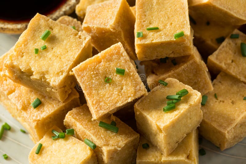Homemade Asian Fried Tofu Cubes Stock Image - Image of protein