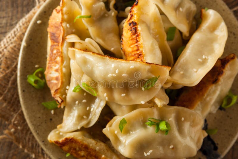 Homemade Asian Pork Potstickers stock images Homemade Asian Pork Potstickers stock images